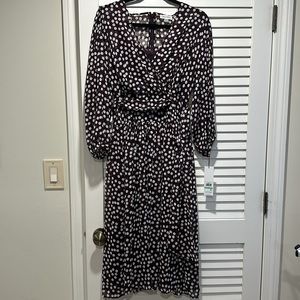 NWT Purple belted dress with polka dots